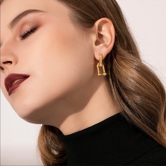 New 925 Sterling Silver Double Link Earrings - Picture 2 of 7